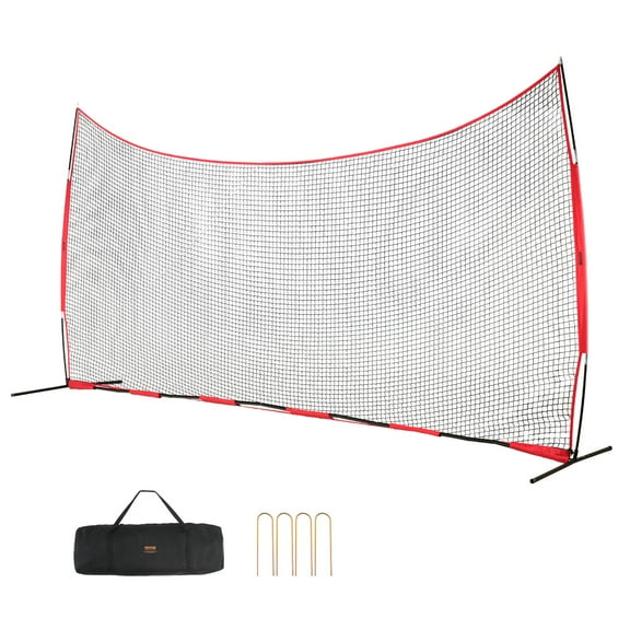 VEVOR Barricade Backstop Net, 20x10 ft Ball Sports Barrier Netting, Portable Practice Equipment with Carry Bag, Protection Screen for Baseball Softball Lacrosse Soccer Hockey Training, for Backyard