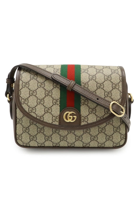 Pre-Owned GUCCI Ophidia GG Supreme Small Shoulder Bag with Web Stripe Strap and... (Good)
