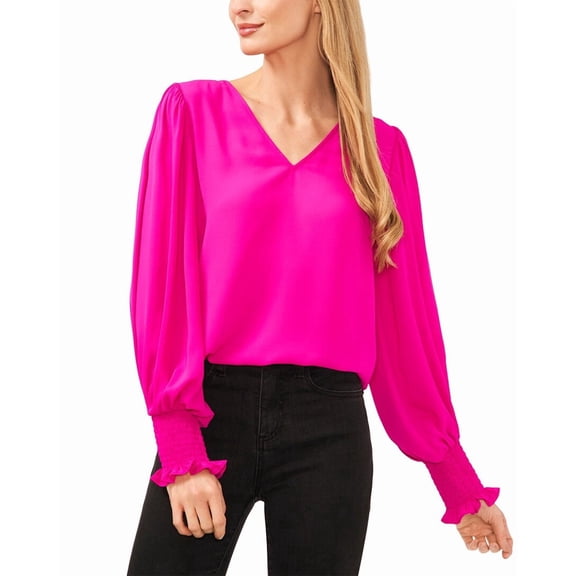 CeCe womens V-Neck Blouse, XXL, Pink