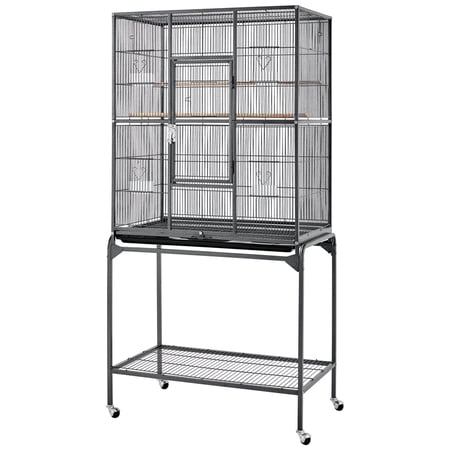Yaheetech 63''H Large Parrot Cage w/ Stand, Hammered black