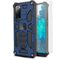 for Samsung Galaxy S20 FE (NOT FIT S20) Phone Case Magnet Mount Ready Slip Guard Grids Pattern Kickstand Hybrid Slim Shock Bumper Cover with Tempered Glass