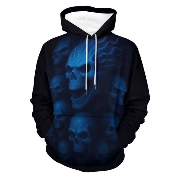 LAOLIUSN Hoodies Men Skull 3D Graphic Print Sweatshirts Pullover Tops with Pocket, S-4XL