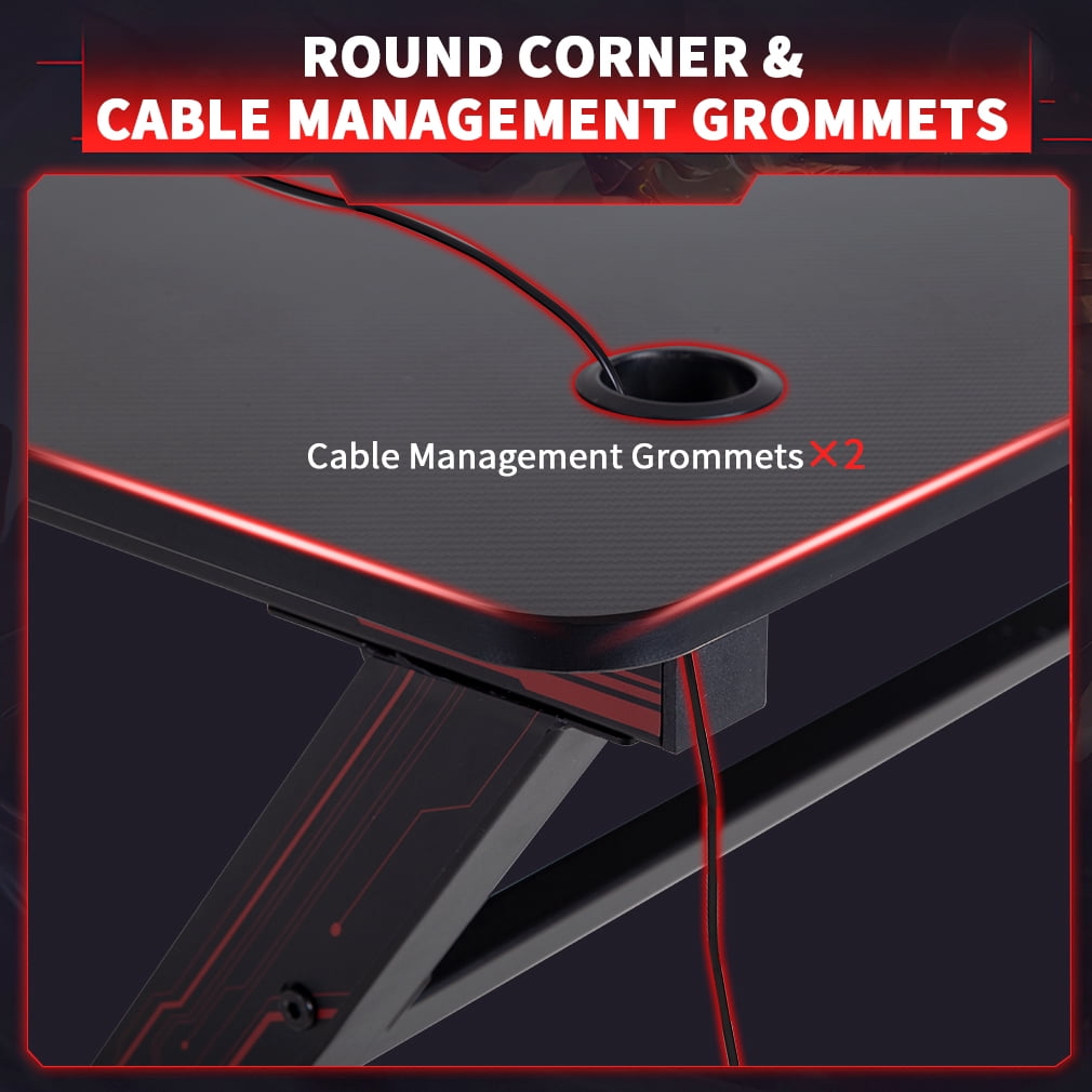 FDW Computer Desk Gaming Desk 47.2 inches PC Large Modern with Headphone Hook,Red