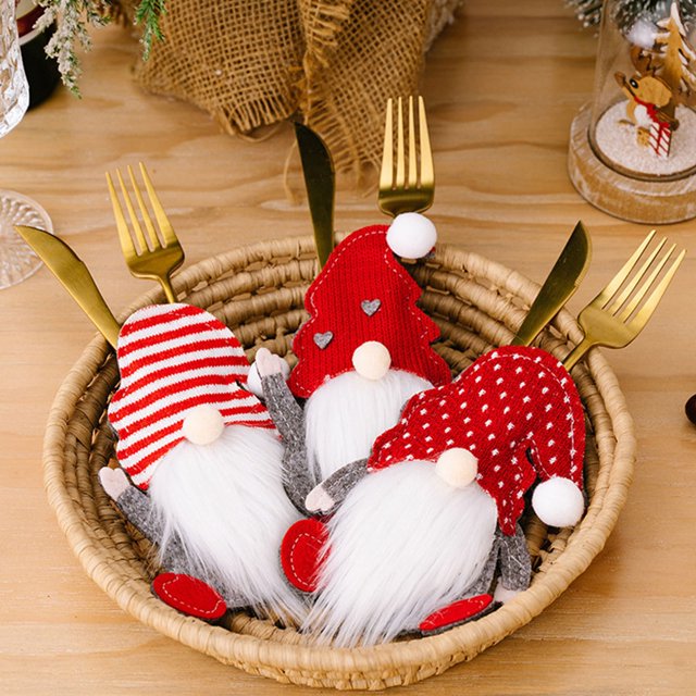 Fiudx Ofertas Flash Artículos En Oferta Muñeco Sin Rostro Navideño, Contenedor Para Cubiertos, Bolsa, Decoraciones Para Festivales, 1 Unidad