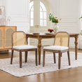 thumbnail image 5 of GAKMCIL Chenille Dining Chair, Mid-Century Modern Arm Chair, 1-Seat Cushioned Sofa with Solid Wood Armrests and Legs, Weight Capacity 300lbs for Dining Room, Kitchen and Bedroom (Brown), 5 of 9