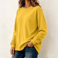 thumbnail image 6 of Women's Casual Long Sleeve Pullover Sweatshirt Solid Color Crew Neck Loose Fit Basic Oversized Hoodie Fall Winter Clothes Fleece Lined Cozy Comfortable Top, 6 of 7