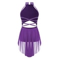 thumbnail image 6 of TSSOE Kids Girls Figure Skating Dress Cutout Strappy Back Rhinestones Skirted Leotard Ballet Lyrical Purple 6, 6 of 7