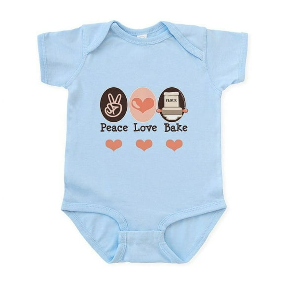 CafePress - Peace Love Bake Bakers Baking Infant Onesie - Baby Light Bodysuit, Size Newborn - 24 Months
