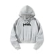 thumbnail image 1 of Sudadera con capucha recortada Sudaderas con capucha deportivas Letras negras Gris Elegante con cordón S, 1 of 8