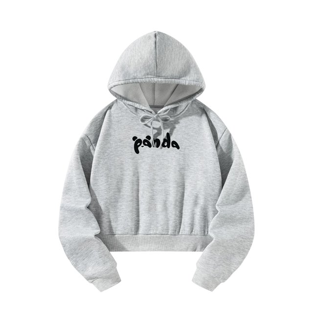 Jersey Top, sudaderas con capucha para mujer con letras negras, con cordón, traje gris de otoño, sudadera holgada, Sudadera con capucha de gran tamaño M