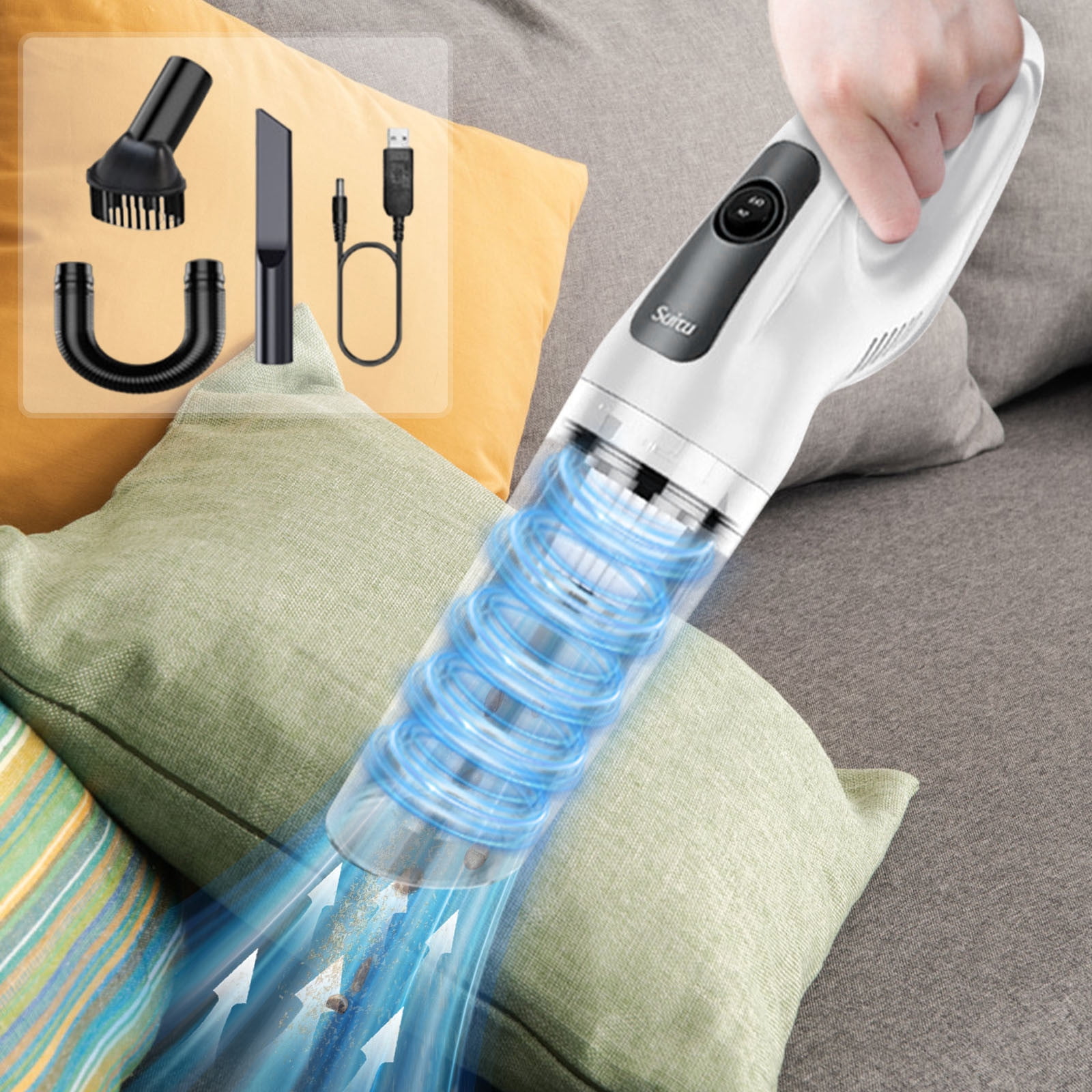 VOAVEKE Portable Car Vacuum Cleaner, Handheld Vacuum, Car Vacuum Cleaner Portable Wireless Charging Car Wet And Dry Vacuum Cleaner Household Handheld High Power Vacuum Cleaner Wireless