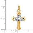 thumbnail image 2 of 14k Two Tone Hollow Textured Flat back Engravable Polished back Gold Irish Claddagh Celtic Trinity Knot Religious Faith, 2 of 3