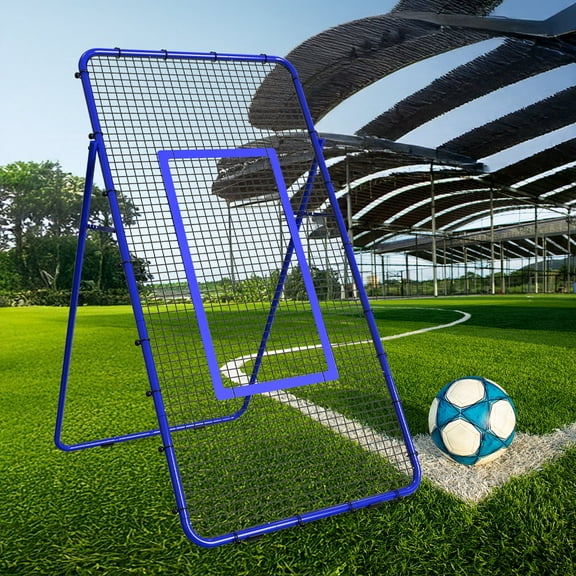 Adjustable 7x4 FT Sports Rebounder Net – Volleyball, Soccer, Baseball & Tennis Training Equipment for Backyard, Portable Hitting & Serving Practice，Blue