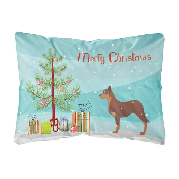 Carolines Treasures BB2947PW1216 Australian Kelpie Dog Merry Christmas Tree Canvas Fabric Decorative Pillow, 12H x16W,