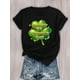 thumbnail image 3 of Playera estampada para mujer, divertida e inspiradora, novedosa, informal, de manga cortaWomen's St. Patrick's Day Casual T-Shirt - White, Polyester, Clover Print, Short Sleeve, Machine WasCamisetas, 3 of 8
