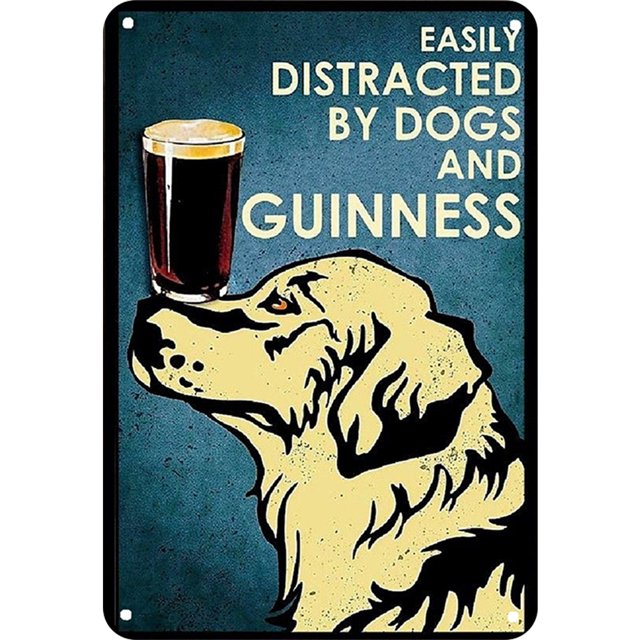 Placa Metal Vintage para Perro Pintura Hierro Rectangular Bar El 30x40cm
