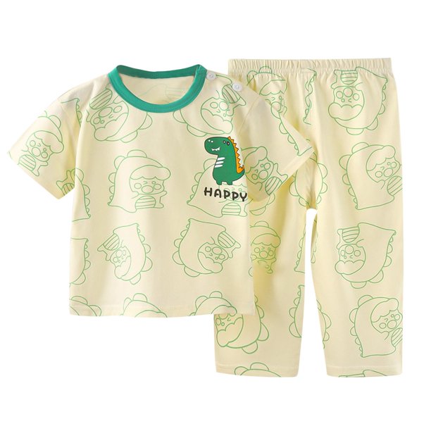 Odeerbi 1-8 Años Niños Niñas Trajes de Verano Dinosaurio Algodón Manga Corta Top Pantalones Pijama Dos Piezas Conjunto Ropa Interior Conjuntos