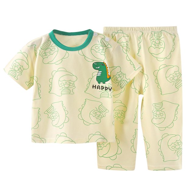 Odeerbi 1-8 Años Niños Niñas Trajes de Verano Dinosaurio Algodón Manga Corta Top Pantalones Pijama Dos Piezas Conjunto Ropa Interior Conjuntos