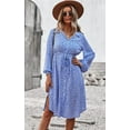 thumbnail image 3 of Femmes Robes Casual Manches Courtes Bouton Imprimé Floral vers le Bas V Cou Été Boho Midi Robe, 3 of 6