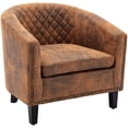 thumbnail image 5 of Barrel Accent Chair with Arms Pu Leather Club Chairs with Nailheads and Solid Wood Legs Side Chairs Upholstered Chair for Living Room, 5 of 8
