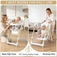 thumbnail image 4 of Convertible Baby High Chair to Rocker, Foldable Feeding Seat with 5-Point Harness, Silent Locking Wheels & Removable Tray for 6 Months-3 Years, White, 4 of 8