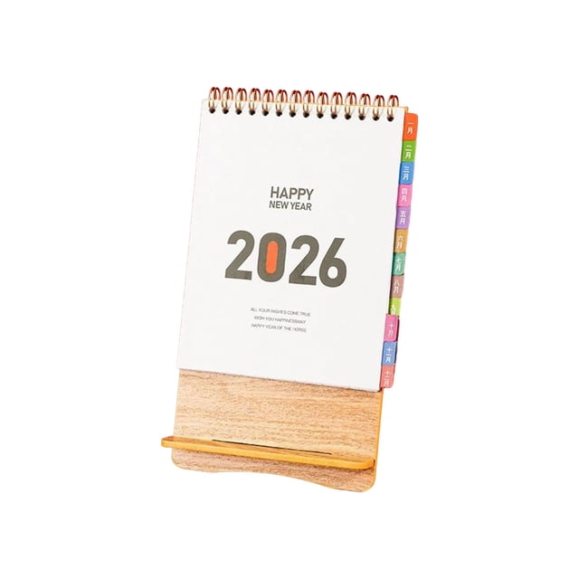 SIYTUAU 2026 Vertical Desk Calendar Office Desktop Calendar With Festive Red Design Paper Material Mini Table Calendar For Home Or Workplace Planning Organizer