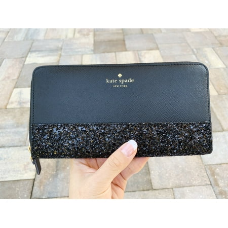 Fabric Continental Wallet - Kate Spade Greta Court Neda Zip Around Continental Wallet Glitter Black