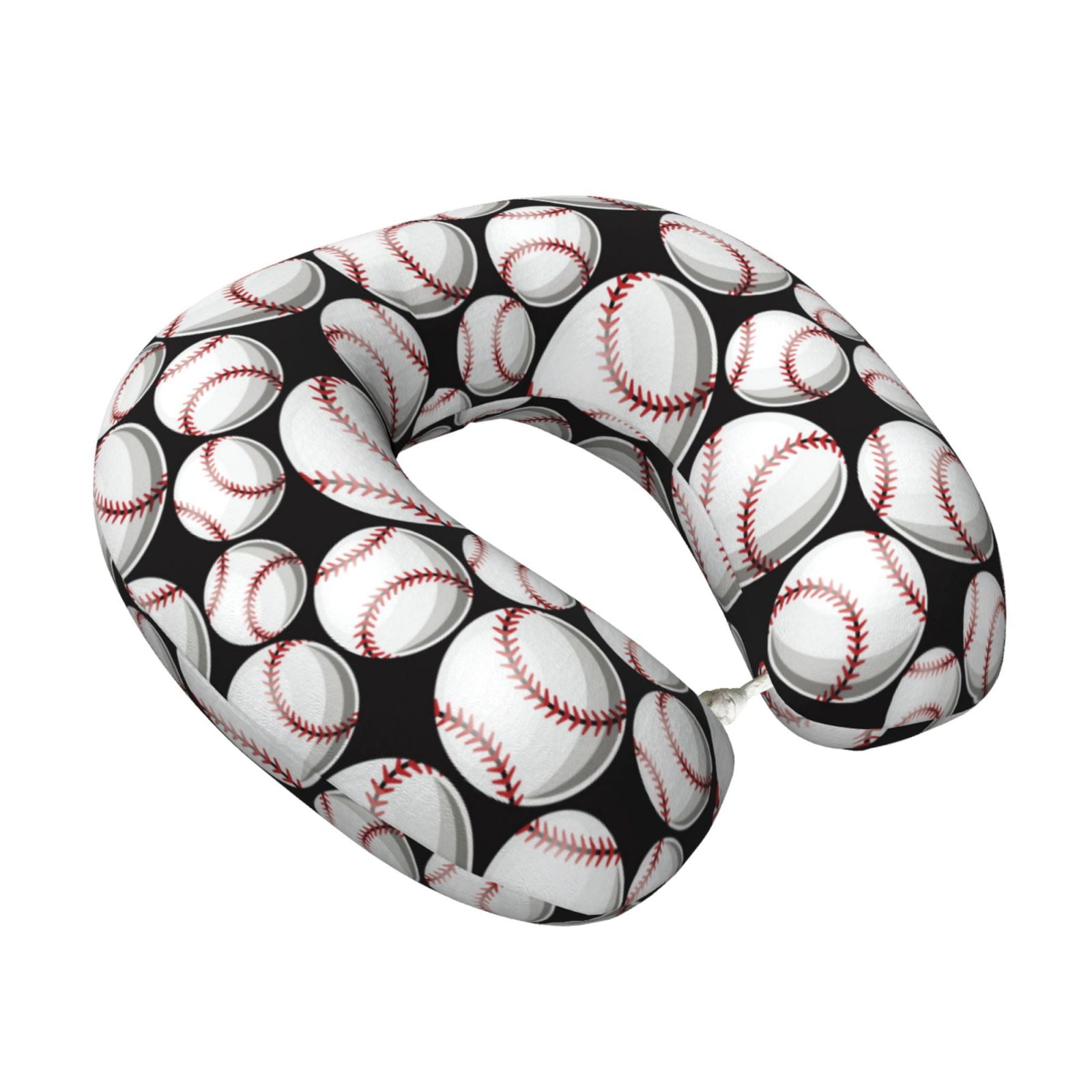 Xecao Cute Baseball Print Memory Foam Cervical Neck Pillow Versatile U-Shaped Pillows for Home,Office,Camping,Travelling,Soft Washable Cover