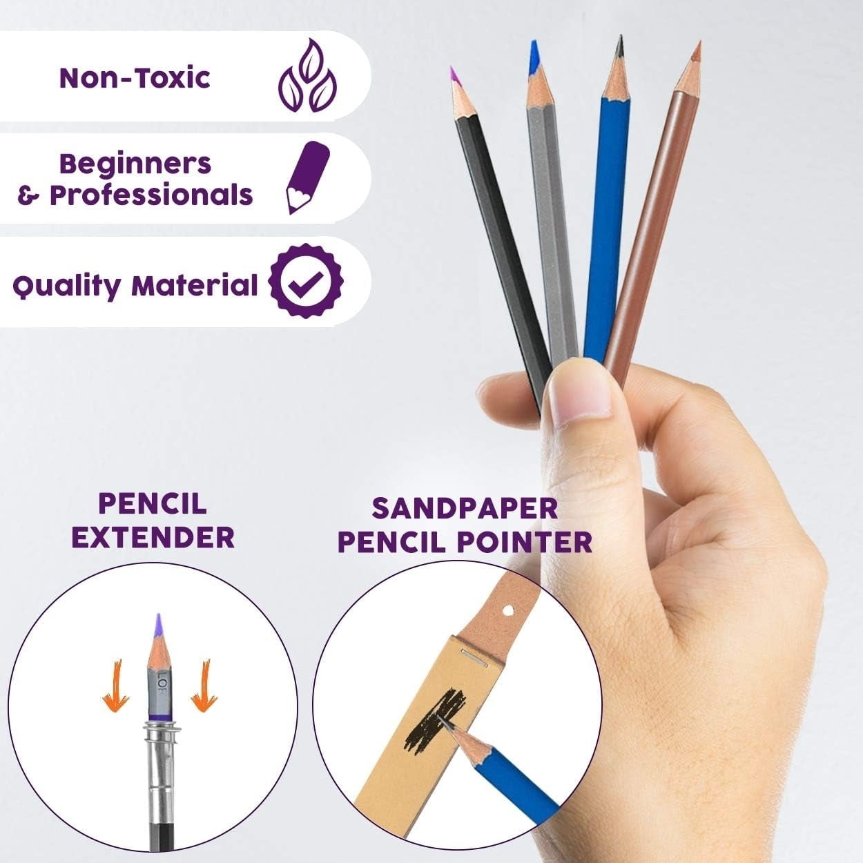 Lartique Art Supplies, 32 Piece Drawing Kit with Sketching Pencils and Drawing Supplies, for Artists