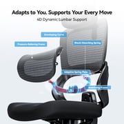 Sihoo B100 Se Office Chair, Dual-Back Ergonomic Chair, 2D Headrest & Flip-up Armrest, Soft Cotton Seat, Mesh Chair for Home Office & Gaming, 300lbs, Black