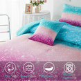 thumbnail image 5 of PERFEMET 6Pcs Turquoise Pink Queen Bed in a Bag Comforter Set Gradient Colorful Glitter Galaxy Bedding Set for Kids Teens, 5 of 8
