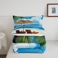thumbnail image 5 of jejeloiu Beach Boardwalk Full Size Comforter Sets,Coastal Scene Bedding Comforter Set For Boys,Blue White,Reversible,3-Piece,1 Comforter and 2 Pillowcases, 5 of 7