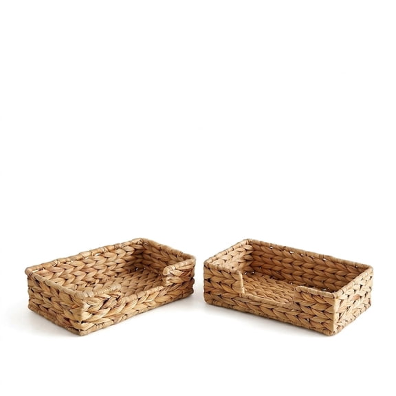 2-Pack Water Hyacinth Woven Tissue Box Holder, 8.66"x5.12"x2.76" Storage Basket for Paper Napkins & Towels, Bathroom & Kitchen Organizer
