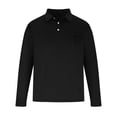 thumbnail image 1 of RXIRUCGD Mode Hommes Décontracté Haut Uni Manches Longues Col Rabattu Blouse Chemise, Noir, Taille : M, 1 of 4
