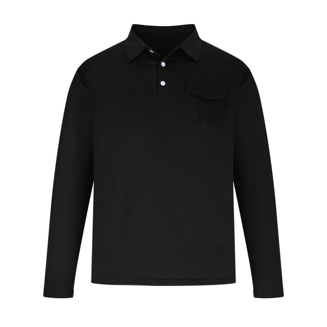 RXIRUCGD Mode Hommes Décontracté Haut Uni Manches Longues Col Rabattu Blouse Chemise, Noir, Taille : M