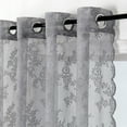 thumbnail image 3 of CUH 1-Piece Floral Voile Window Curtain For Living Room Eyelet Ring Top Tulle Window Drape Grommet Sheer Curtain Valance Gray W:55"x L:96", 3 of 3