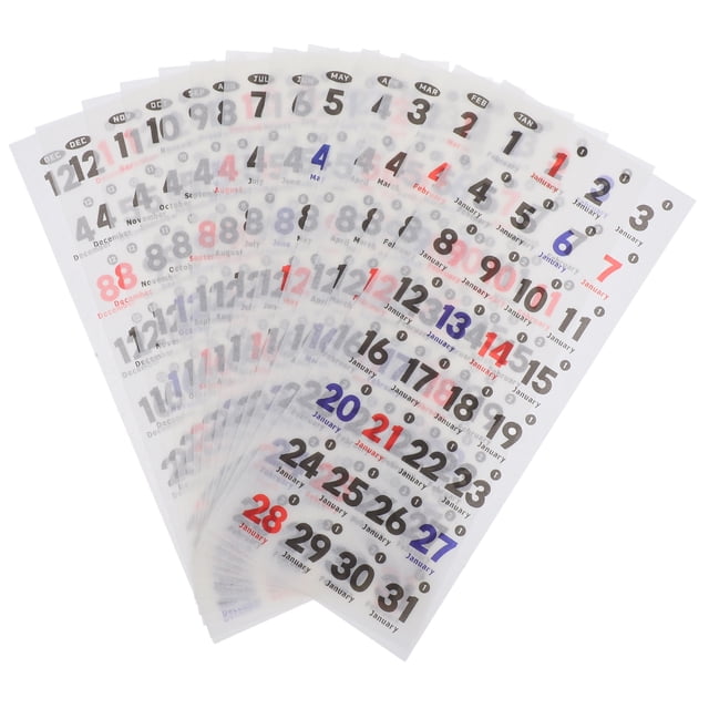 KAKOWELY Autocollants Planificateur de dates 1 Ensemble Calendrier Numéro Autocollants de Date Planificateur Autocollants de Date Autocollants Colorés pour Calendriers Planificateurs Carnets
