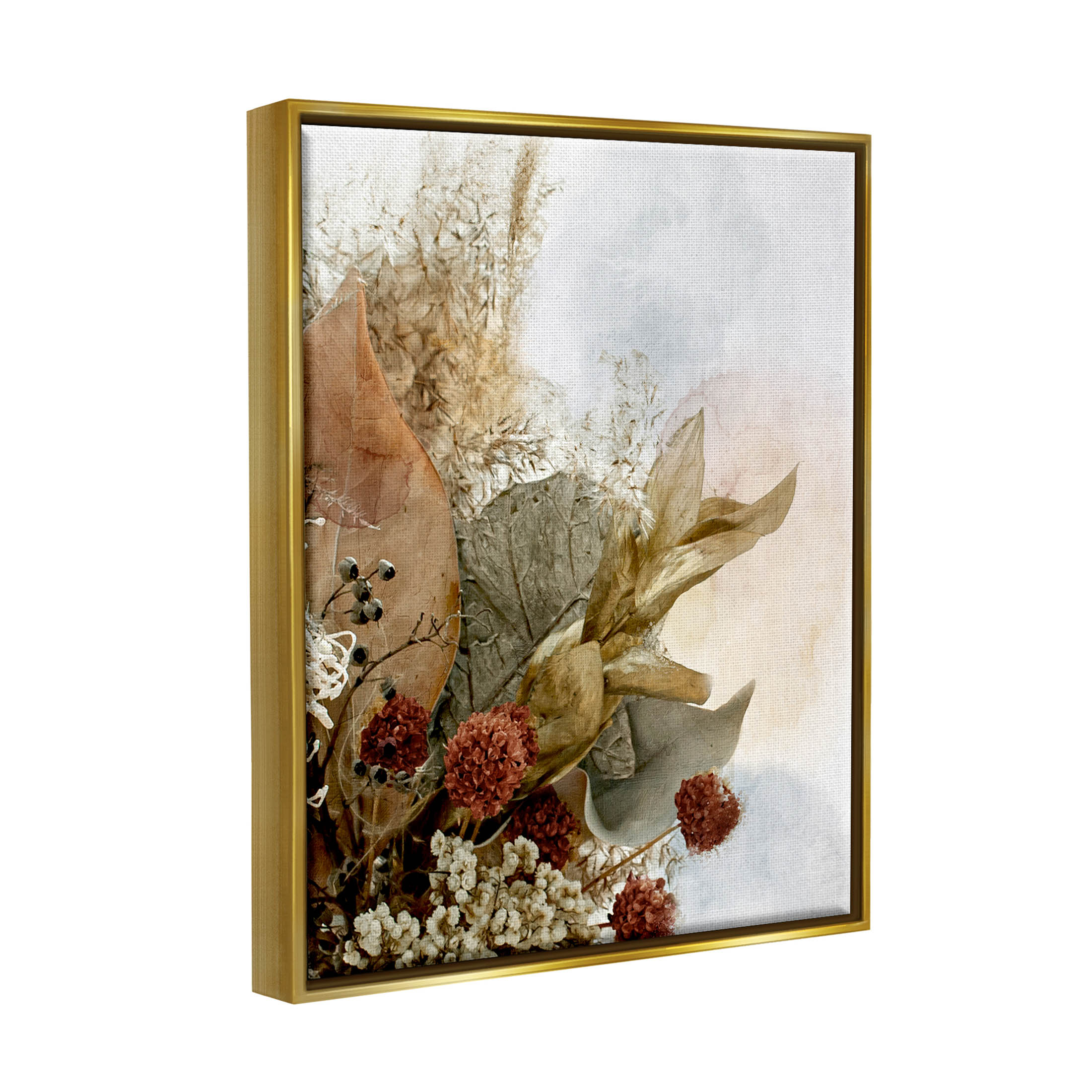 Vintage Herbal Arrangement Botanical & Floral Graphic Art Metallic Gold Framed Art Print Wall Art