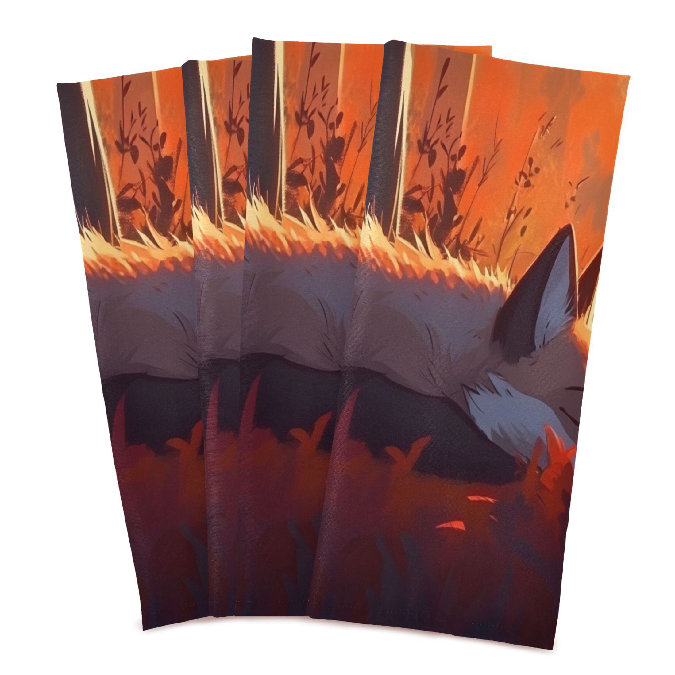 Fox Resting in The Forest Kitchen Towels 6-Piece Pack Tea Towels for Kitchen Decorative Waffle Design 28x18in