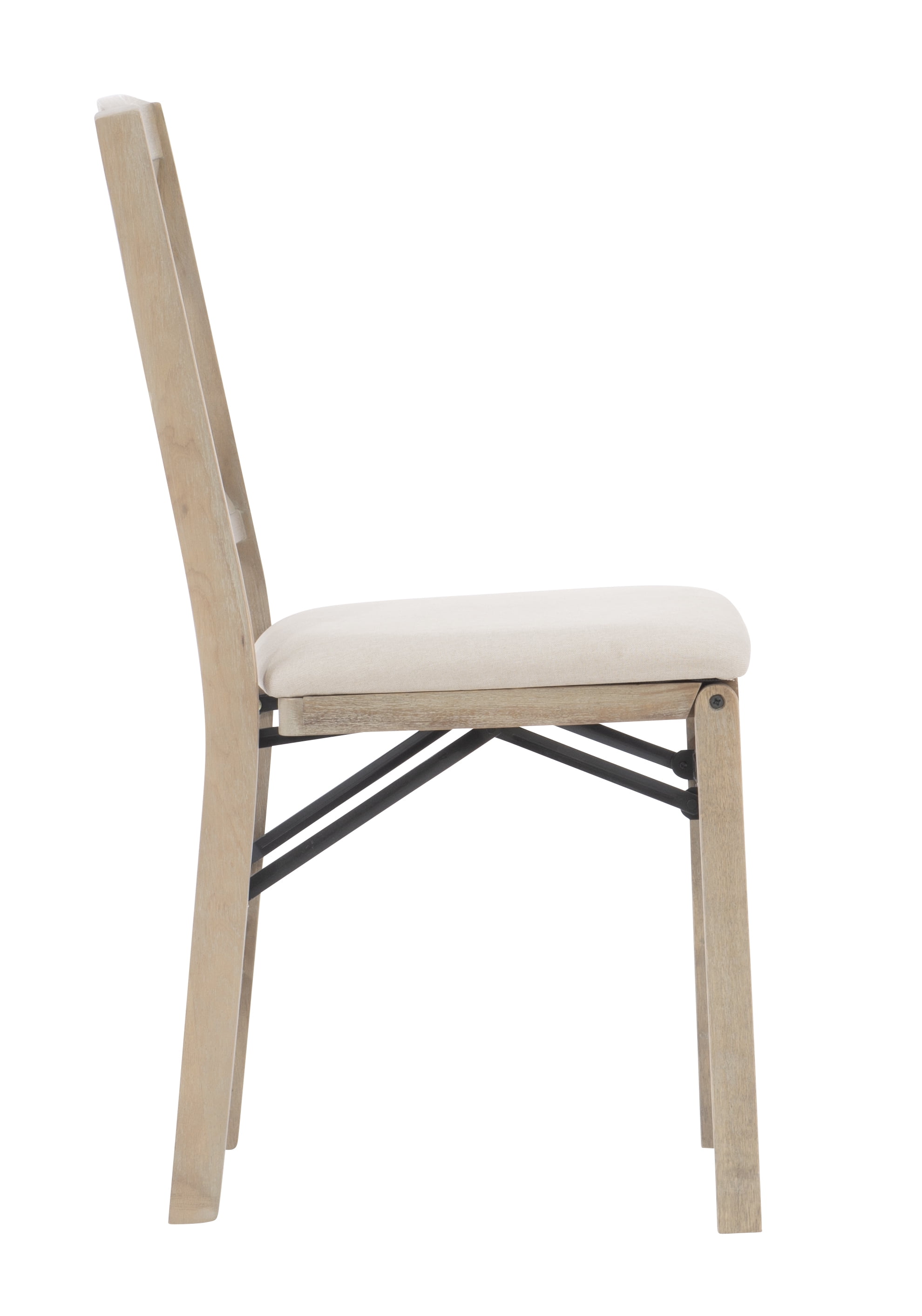Linon Marlin Folding Dining Chair, Set of 2, Graywash/Beige