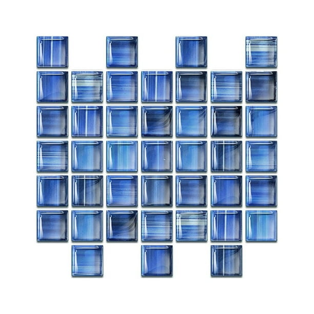 Cateissary 10 piezas mosaico adhesivo para pared calcomanía decoración habitación adorno 3D azulejo pegatina escena diseño ornamento azulejos Decoración del hogar Azul 20*20*10 piezas