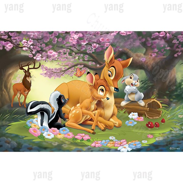 Disney Newborn Birthday Party Cute Deer Bambi of Fawn Rabbit Thumper Skunk Flower Picture Of Rhinestone Embroidery Home DecorVinyl 300x180cm Gao Jinjia LED