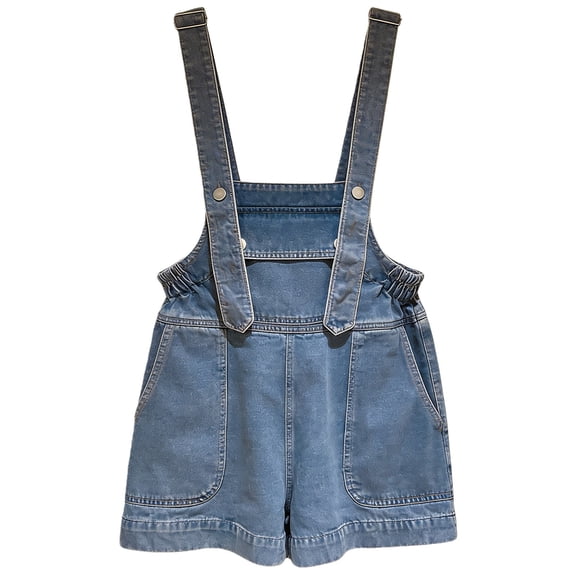 KAUOD Girls Denim Overalls Shorts Wide Leg Adjustable Strap Baggy Jean Shortall Summer Sleeveless Casual Cute Romper