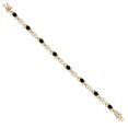 thumbnail image 3 of Gem Stone King 18K Yellow Gold Plated Silver Black Onyx and Lab Grown Diamond Bracelet for Women | 3.21 Cttw | Gemstone December Birthstone | Oval 6X4MM | Length 7.25 inches, 3 of 6