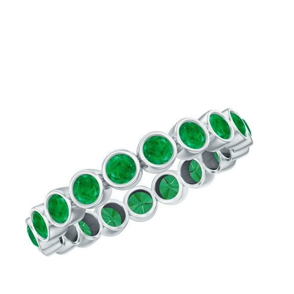 Rosec Jewels Natural Emerald Eternity Ring for Women - AAA Quality - Emerald Stackable Ring - Ready to Gift with Jewelry Box, 925 Sterling Silver, US 4.00