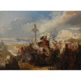 thumbnail image 2 of Baron Charles de Steuben 14x11 Black Ornate Wood Framed Double Matted Museum Art Print Titled: Battle of Poitiers, 25 October 732 (1830s), 2 of 5
