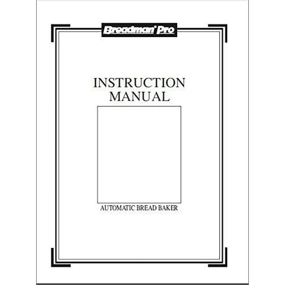 Breadman Bread Machine Maker Instruction Manual & Recipes Model: BK1060BC REPRINT
