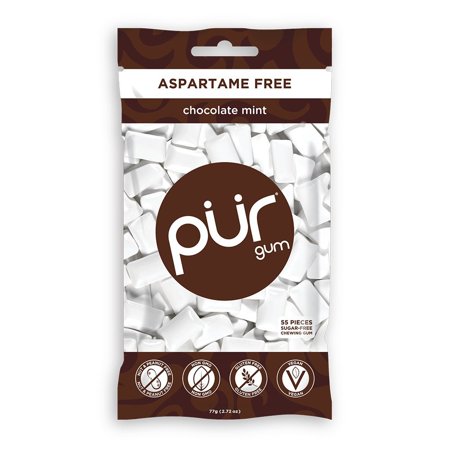 PUR Gum, Aspartame Free Chocolate Mint Gum, 55pcs (Best Gum Without Aspartame)