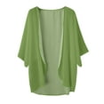 thumbnail image 4 of Ketyyh-chn99 Women's Cardigans Shirt 3/4 Bell Sleeve Solid Chiffon Casual Loose Kimono Cardigans Green,2XL, 4 of 4