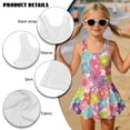thumbnail image 6 of Xoenoiee Colorful Cherry Blossom Pattern Swim Dress for Girls Sleeveless One-Piece Swimsuit with Built-in Skirt, Full Coverage Swimwear for Swimming Beach Vacation, 3-4 Years, 6 of 7